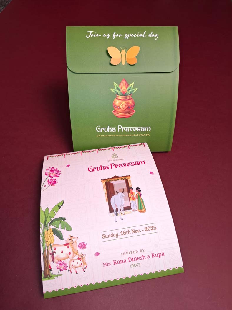 house warming-invitation-card-butterfly-theme-green-colour